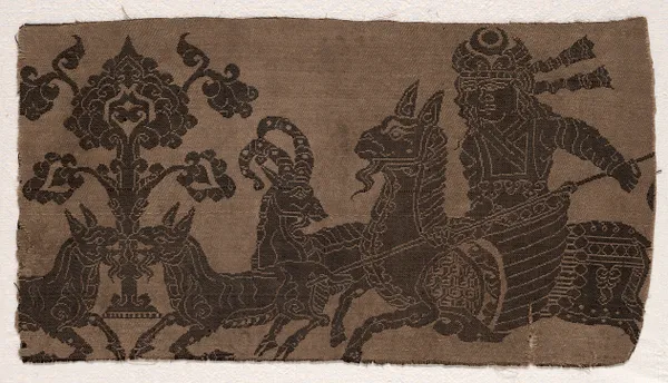 Fragment with Mounted Hunter Spearing Animals