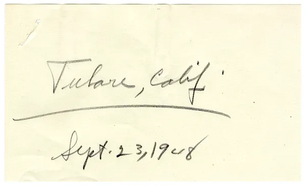 Press Release, Speech of President Harry S. Truman, Tulare, California