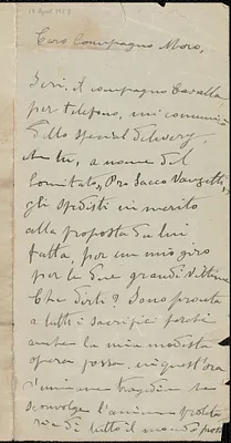 Tina Cacici autograph letter signed, in Italian, to Joseph Moro, Brooklyn, N.Y., April 13, 1927