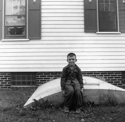 Young Boy on Rock, Cedar Falls, 1954