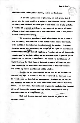 Fourth Draft, Commencement Speech of President Harry S. Truman at Princeton University