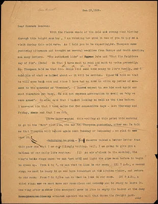 Bartolomeo Vanzetti typed letter (copy) to Mary Donovan, [Charlestown], 19 December 1926