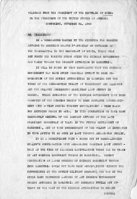 Memorandum from Secretary of State James Byrnes to President Harry S. Truman, with Attachment