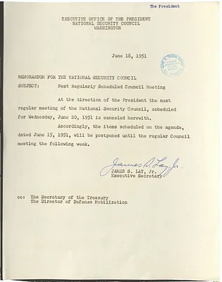Memorandum from James S. Lay, Jr. to the National Security Council