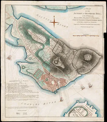 A plan of the action at Bunkers Hill on the 17th of June 1775 between His Majesty's troops, under the command of Major General Howe, and the American forces