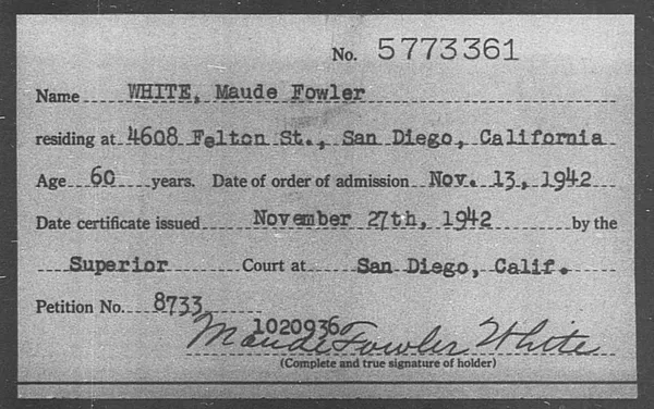 White, Maude Fowler - 1942