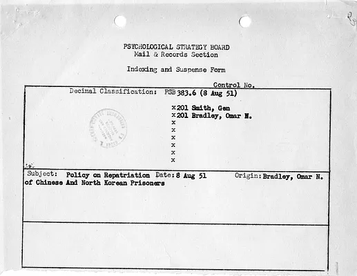 Memorandum from General Omar Bradley to General Walter Bedell Smith, with Attachment