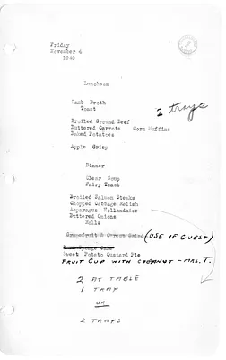White House Luncheon and Dinner Menu