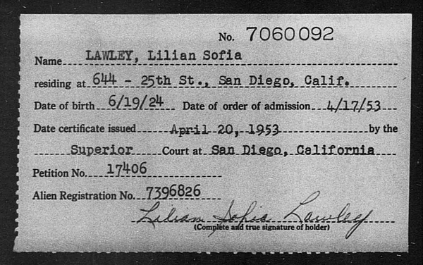 Lawley, Lilian Sofia - 1953