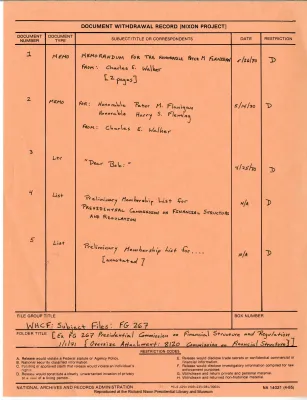 [EX] FG 267 Presidential Commission on Financial Structure and Regulation 1-1-71] [OA 8120]