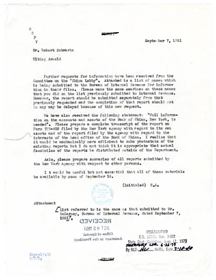 Memorandum to Robert J. Schwartz from Elting Arnold