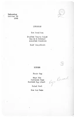 White House Luncheon and Dinner Menu
