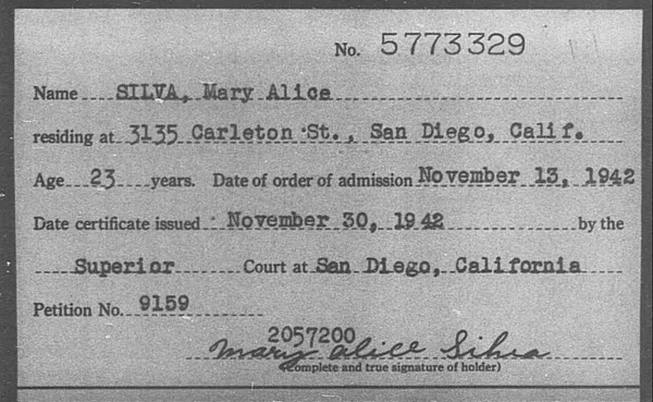 Silva, Mary Alice - 1942