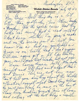 Letter from Harry S. Truman to Bess W. Truman