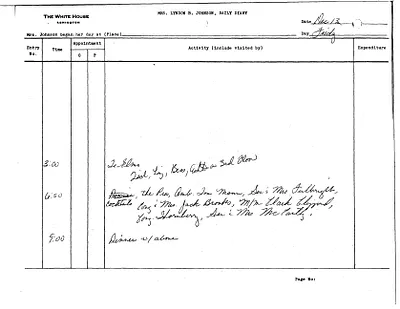 Lady Bird Johnson's Daily Diary Entry, 12/13/1963