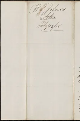 W. T. Johnson to W. A. Harrington, 25 February 1858