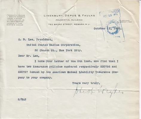 Letters Received to C.B. Lee, October 11, 1926