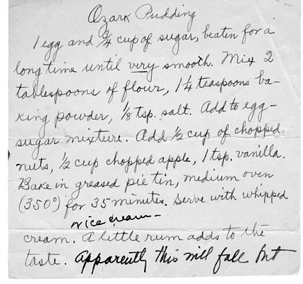 Recipe for Ozark Pudding