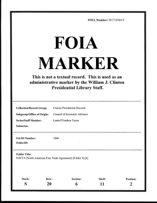 NAFTA [North American Free Trade Agreement] [Folder 4] [4]