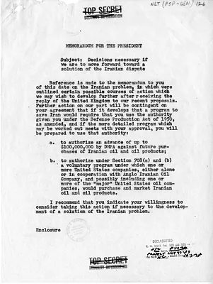 Memorandum for President Harry S. Truman, "Decisions Necessary if We Are to Move Forward Toward A Solution of the Iranian Dispute"