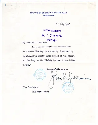 Letter to President Harry S. Truman from John L. Sullivan, with Attachments