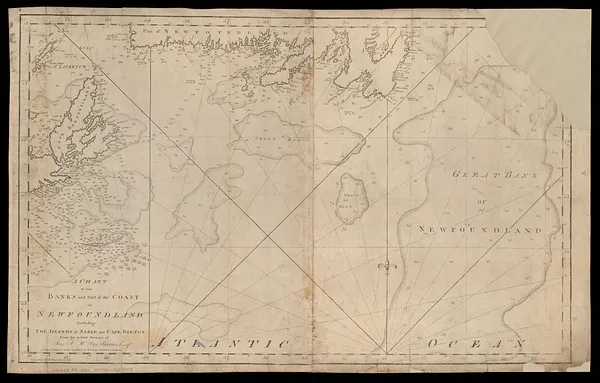 A chart of the banks and part of the coast of Newfoundland including the islands of Sable and Cape Breton