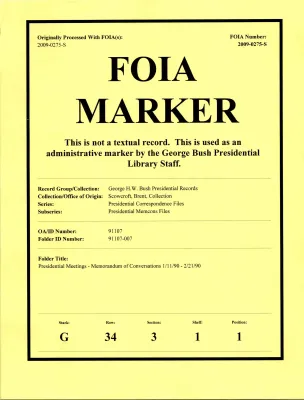 Presidential Meetings--Memorandum of Conversations 1/11/90-2/21/90