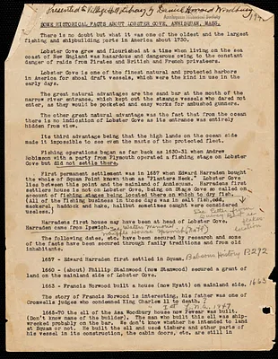 Some historical facts about Lobster Cove, Annisquam, Mass.