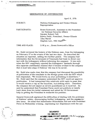 April 8, 1976 - Scowcroft, Senator Robert Taft, Edwin Dodd (Owens-Illinois)