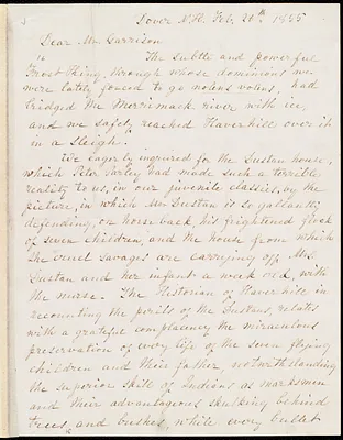 Letter from Sallie Holley, Dover, [N.H.], to William Lloyd Garrison, Feb. 26th, 1855