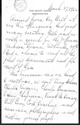Longhand Note of President Harry S. Truman