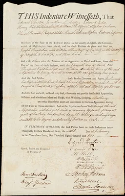 Joseph Burdekin indentured to apprentice with William Shaw of Quincy, 6 February 1802