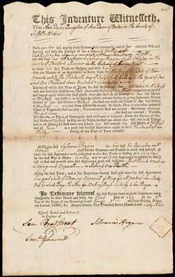 Ann Davis indentured to apprentice with Sylvanus [Silvanus] Higgins of Middelton, Conn., 3 July 1769