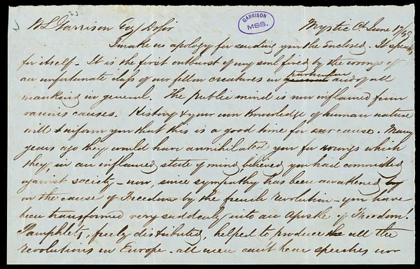 Letter from J. Digby, Mystic, Ct, to William Lloyd Garrison, June 17 / [18]49