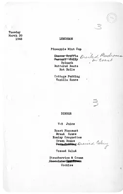 White House Luncheon and Dinner Menu