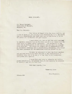 Letters Sent to Dr. Herman Schlundt, September 10, 1931