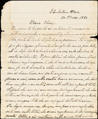 Bartolomeo Vanzetti autographed letter signed to Elisa, Charlestown, 20 March 1921