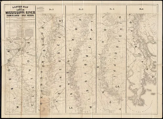 Lloyd's map of the Lower Mississippi River from St. Louis to the Gulf of Mexico