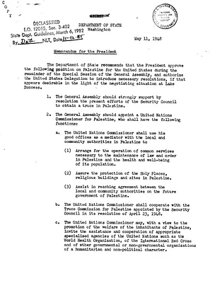 Department of State Memorandum for President Harry S. Truman