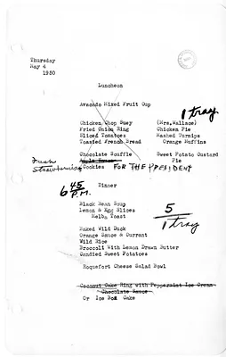 White House Luncheon and Dinner Menu