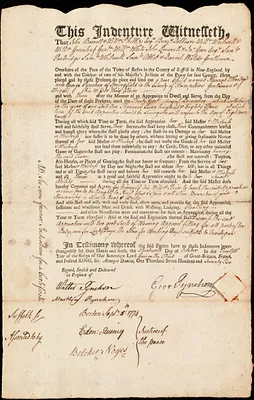 Hannah Ethridge indentured to apprentice with George Pynchon of Springfield, 13 October 1772