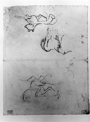 Studies of Dogs and a Man on Horse Back with a Spear