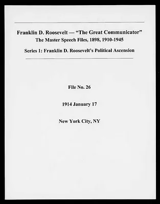 New York City, New York (Speech File 26) of January 17, 1914