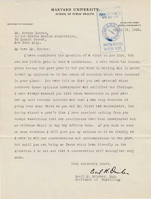 Letters Received to Arthur Roeder [A. Roeder], April 15, 1925