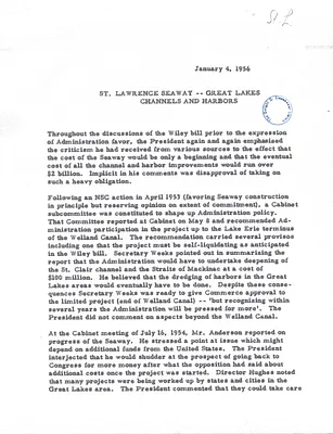 Memorandum: Saint Lawrence Seaway-Great Lakes Harbors and Channels