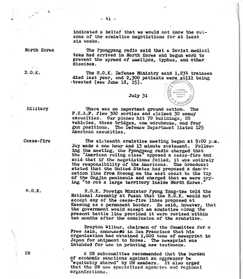 Extract from Documents Regarding Cease-Fire Negotiations
