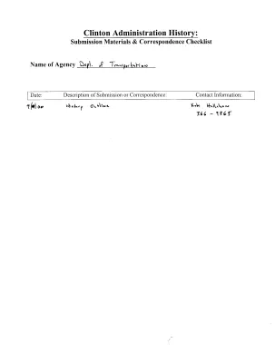 Administration History Outlines with Notes: Department of Transportation