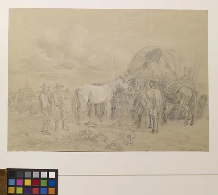 Peasant and Horses with Wagon