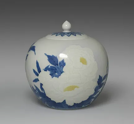 Lidded Jar with Peonies