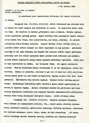 Colonel Haskell's First Confidential Report on Russia